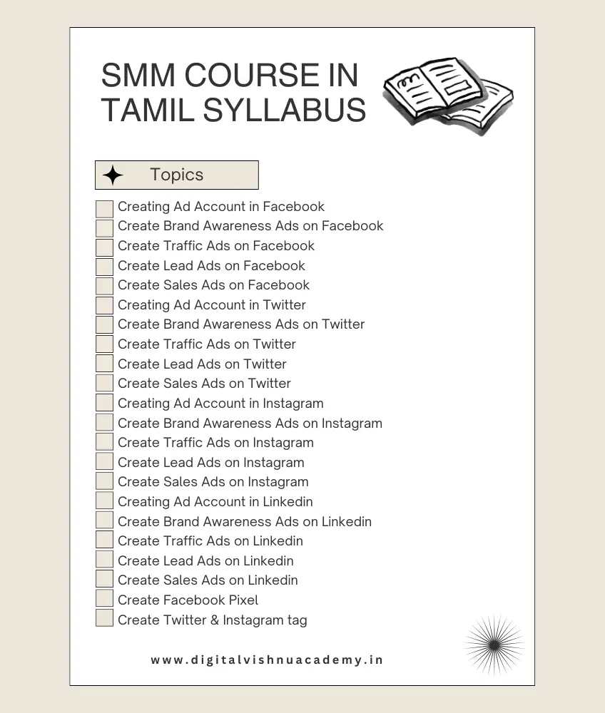 SMM Course in Tamil Syllabus